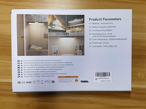 Miniatura 8 de Hapfish Tira de luces de pared que funcionan con pilas, barra de luz LED magnética recargable con control remoto, lámpara de escritorio regulable,