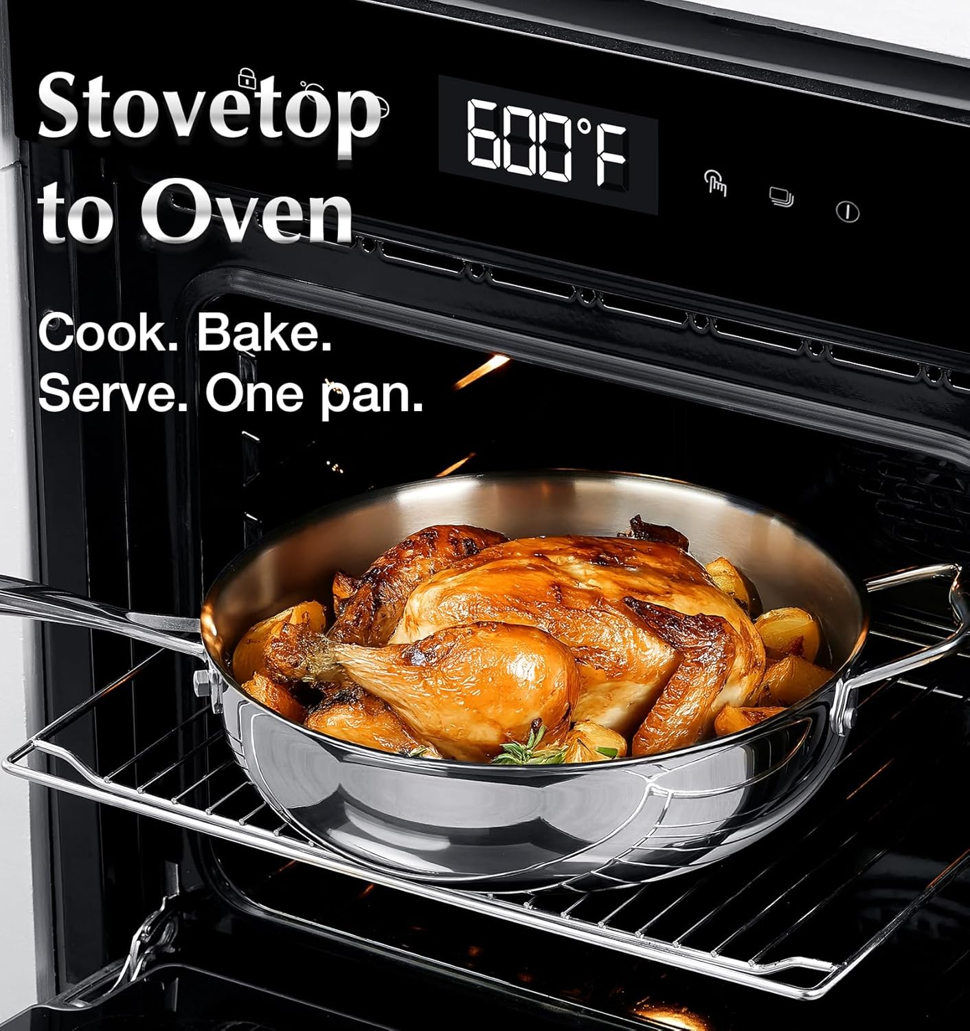 KOCH SYSTEME CS Tri-Ply Stainless Steel Cookware Set 10 Piece, Professional 18/10 Stianless Steel Pots and Pans Set, Oven & Induction Safe, Non-Toxic Kitchen Cookware Set for Family Cooking, 10pcs - Image 6