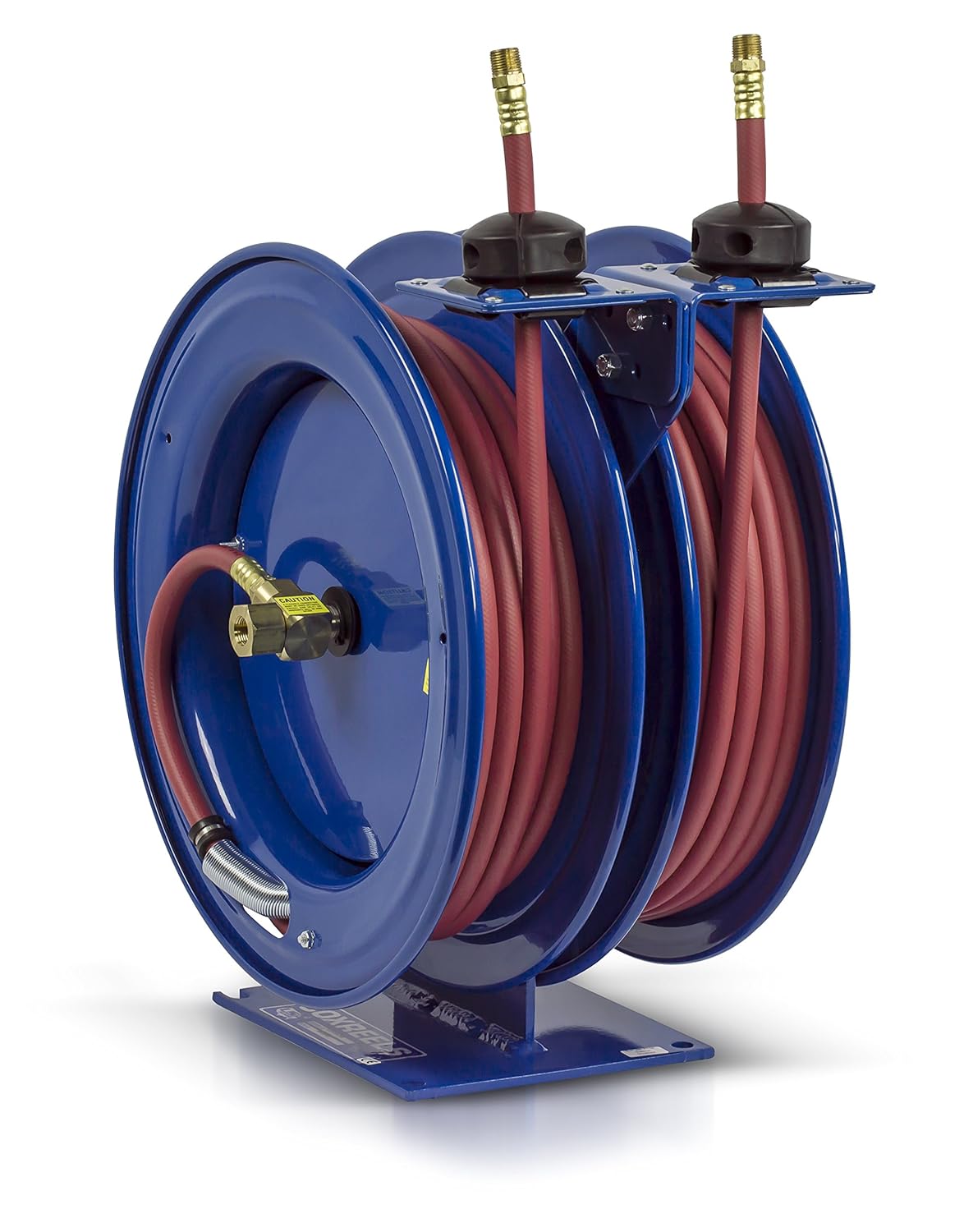 Coxreels C-LP-350-350 Dual Purpose Two Hose/Cord Reel - ⅜” Hose ID - 50' Length PVC Hose and 50' SJO Cord Included - Compact For Air Compressor, Garden and Pressure Washer Hoses Made in USA