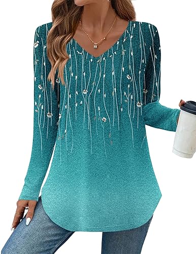 Zeagoo Long Sleeve Tops for Women V Neck Shirt Loose