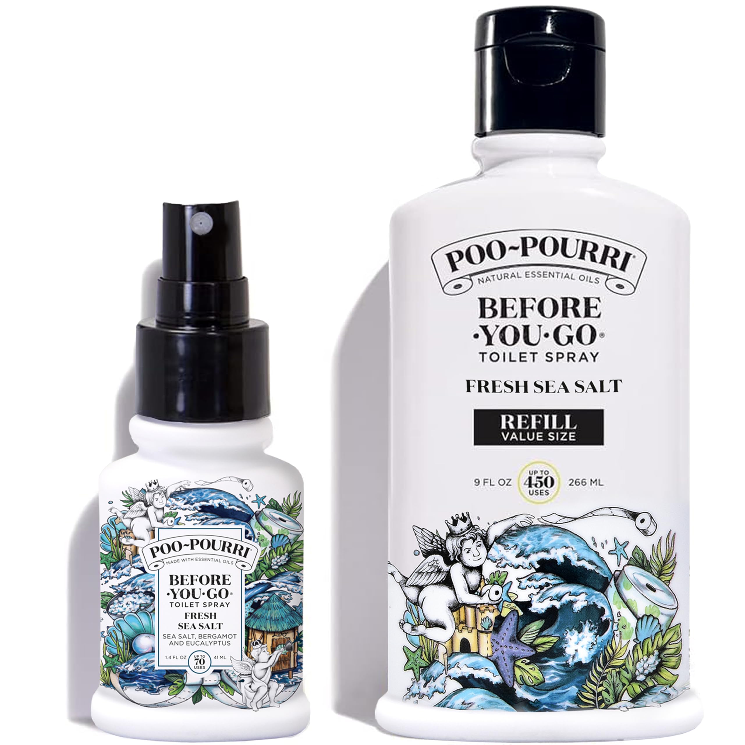 Poo-PourriFresh Sea Salt 9 Ounce Refill Bottle and 1.4 Ounce