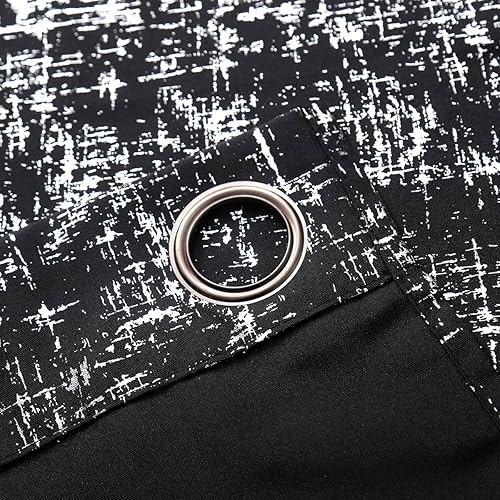 Miniatura 5 de Taisier Home Cortinas texturizadas de lino con estampado de lámina plateada, cortinas con diseño de puntos geométricos para dormitorio, sala de