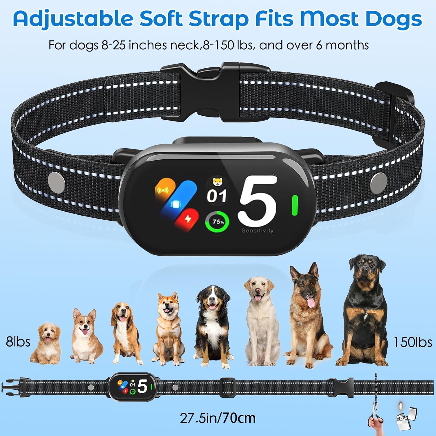 Bark Collar 2 Pack, Bark Collar for Large Medium Small Dog, Automatic Bark Shock Collar Small Dogs 5-15lbs, Anti Barking Collars Device for Dogs, No Bark Collars, Dog Training Collar (Silver Silver)