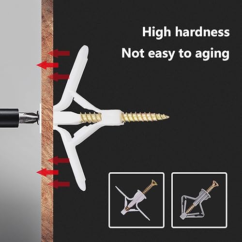 Miniatura 2 de Juego de 50 anclajes para paneles de yeso, anclajes de pared huecos con tornillos, anclajes de pared de cartón yeso, tubo de expansión de plástico