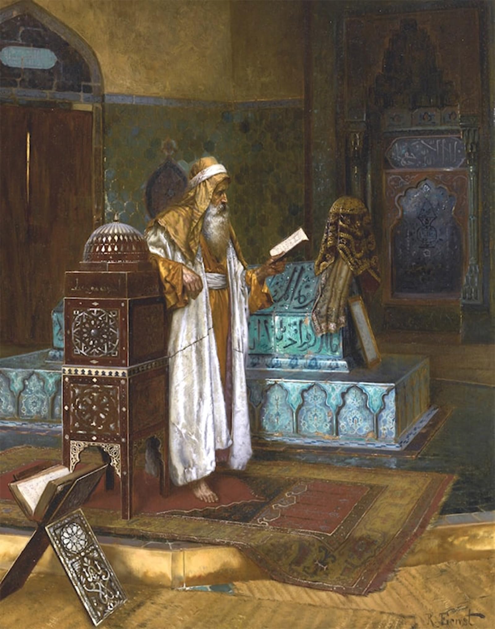 ARTXLXXBN Famous Prints Artwork Pictures Poster Painting Art la tomba del sultano Mehmet I Rudolf Ernst Artwork Landscape Pictures for Home Decor 60x90cm