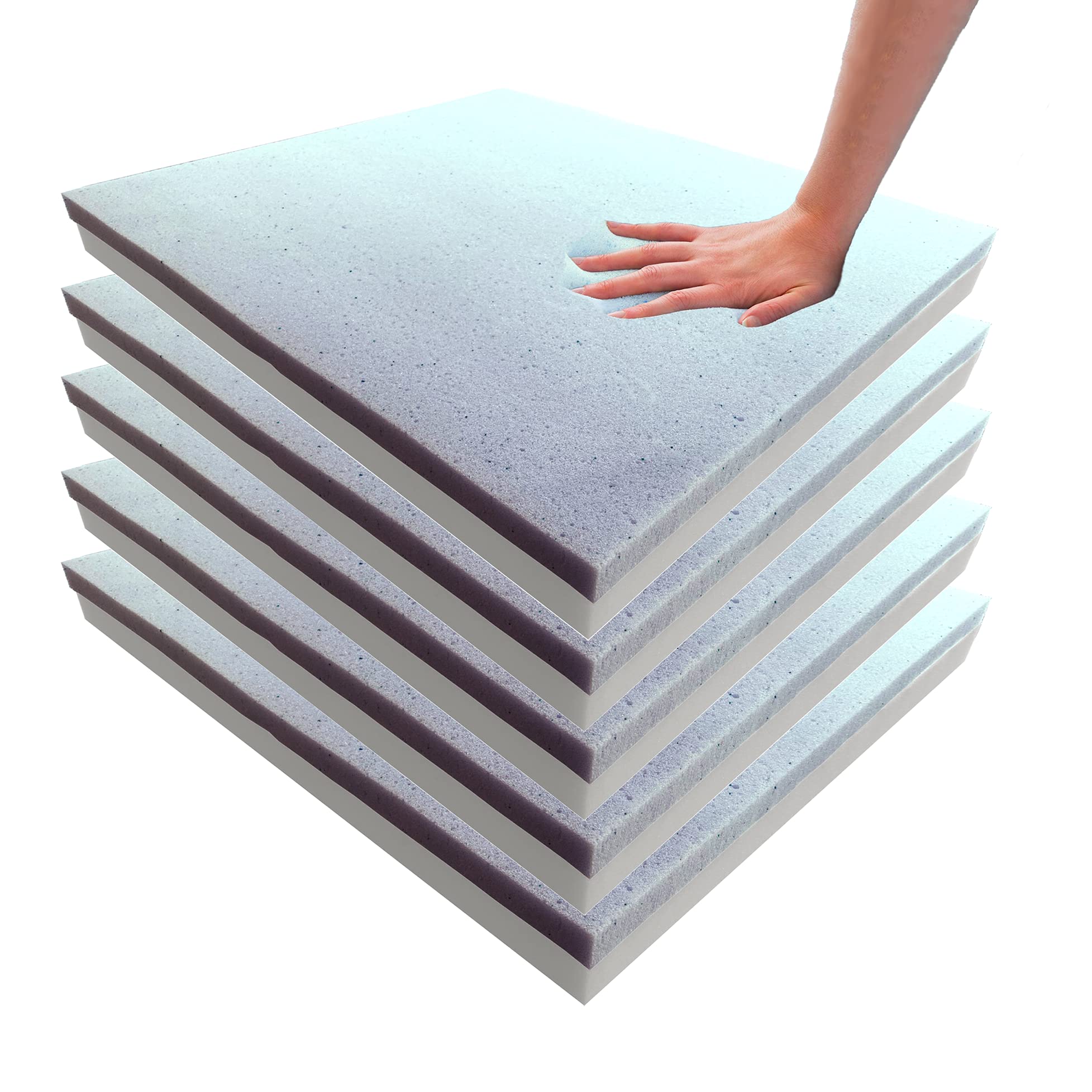 Foamma (5-Pack 2" x 18" x 18" - Gel Memory Foam (High Density Base, Used for Chair Cushion Replacement, Dining Chairs, Wheelchair Seat Replacement)