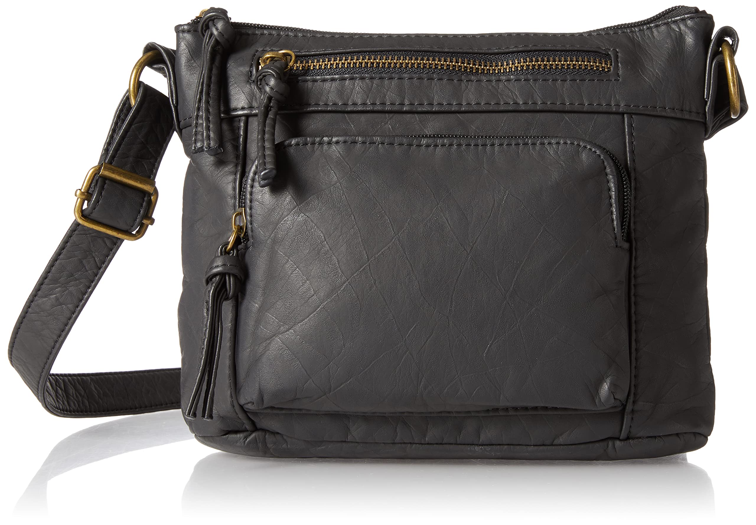 Bueno Of California Womens Grainy Faux Leather Crossbody Clutch