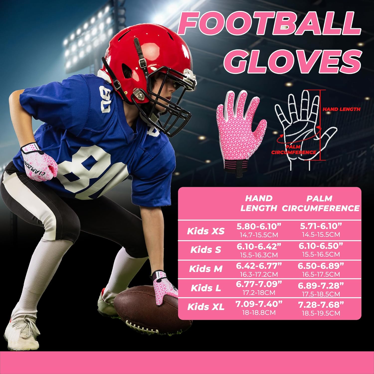 Youth Football Gloves, Kids Receiver Gloves with Sticky Grip, Flag Football Glove, Best Gift for Boys Girls Ages 8–12 - Image 5
