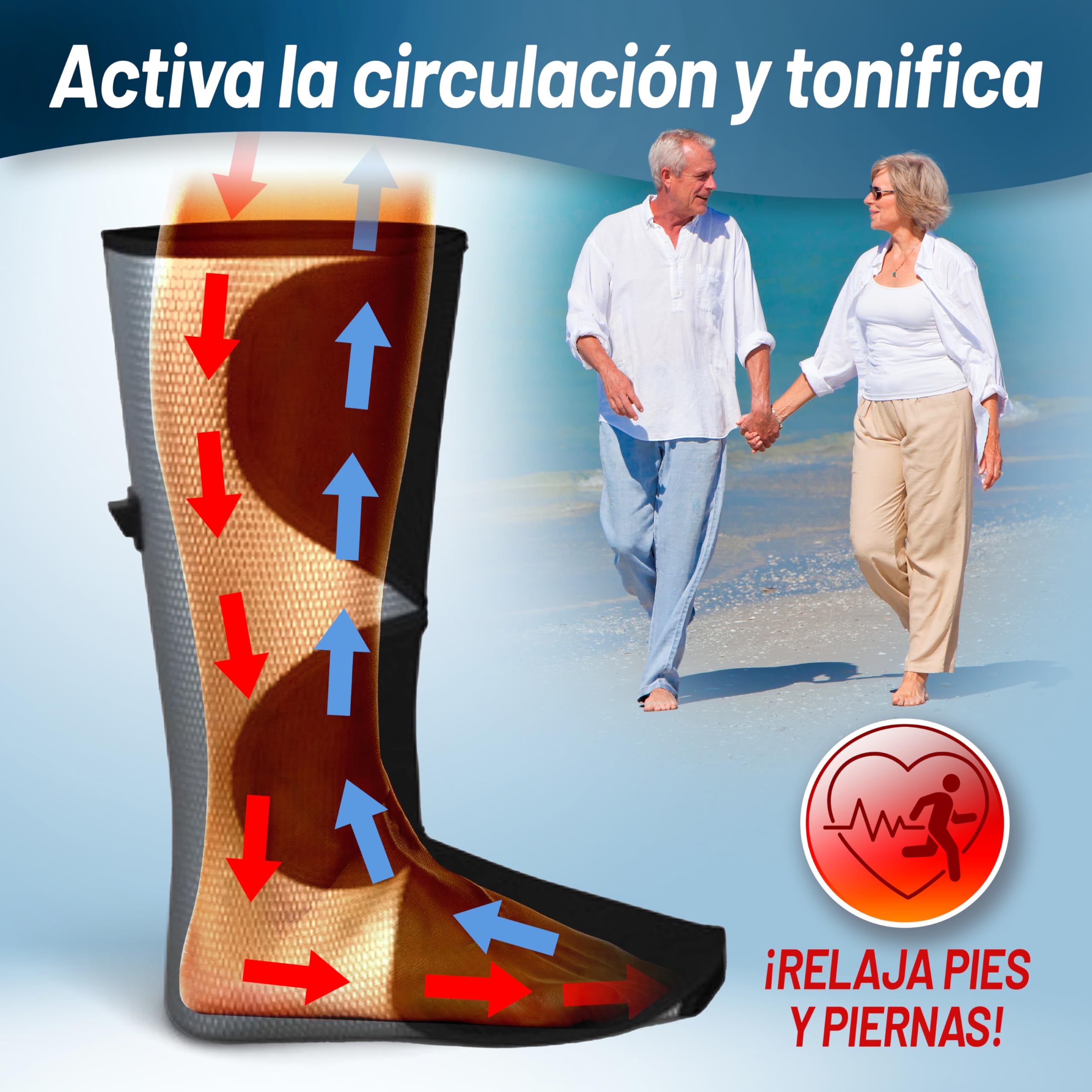 PRESOTERAPIA EN CASA VITAPRESS. Cuida tus piernas y pies con un relajante masaje en profundidad. Función calor Ajustable, supercompacta, fácil de usar, con Mando a distancia y Bolsa de Transporte.