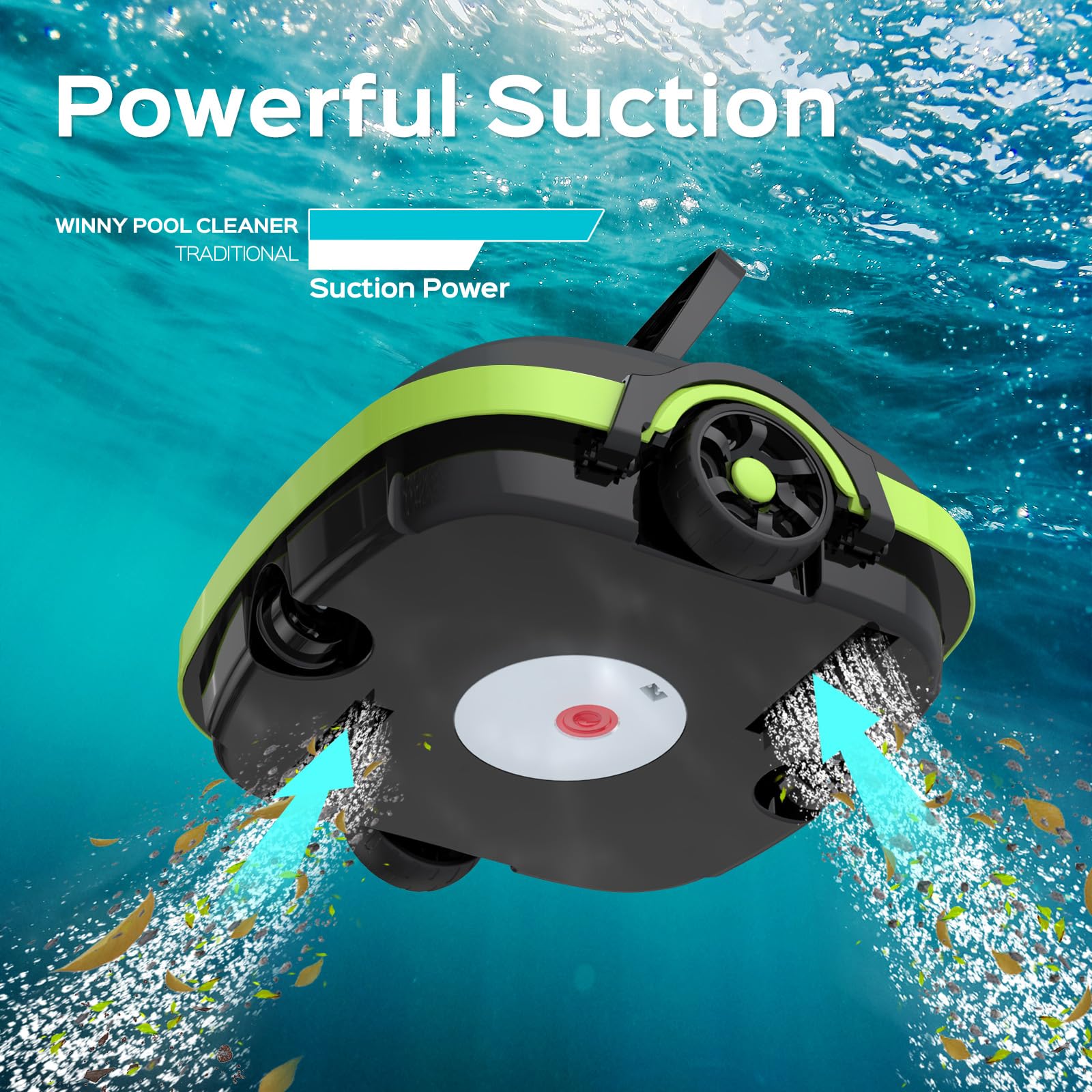 Robot Piscine Sans Fil WINNY - Aspirateur Automatique Puissant Pour Piscines Hors Sol Jusqu'à 80m², Double Moteur, 100 Min D'Autonomie Et Stationnement Intelligent - Bleu Foncé