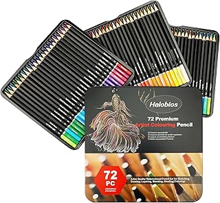 Halobios 72 Colouring Pencils Set, Professional Watercolour Pencils Crayons Set for Adults Students Artists Colourists, Art Supplies Drawing Pencils for Sketching Colouring Drawing Blending Layering