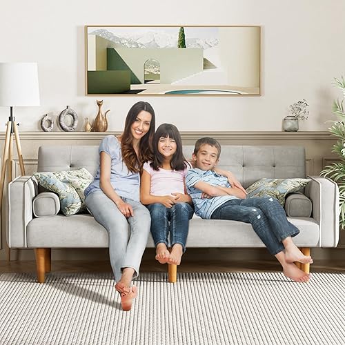 Miniatura 7 de YESHOMY Sofá cama modular convertible tipo futón, sofá biplaza con respaldo dividido con patas cónicas, 74 pulgadas, salón pequeño para sala de