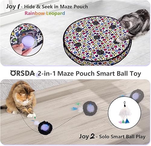 Miniatura 2 de ORSDA Juguetes para gatos, pelota móvil activada interactiva en 7 agujeros, bola de rodadura rápida automática, juguetes de escondite para gatos de