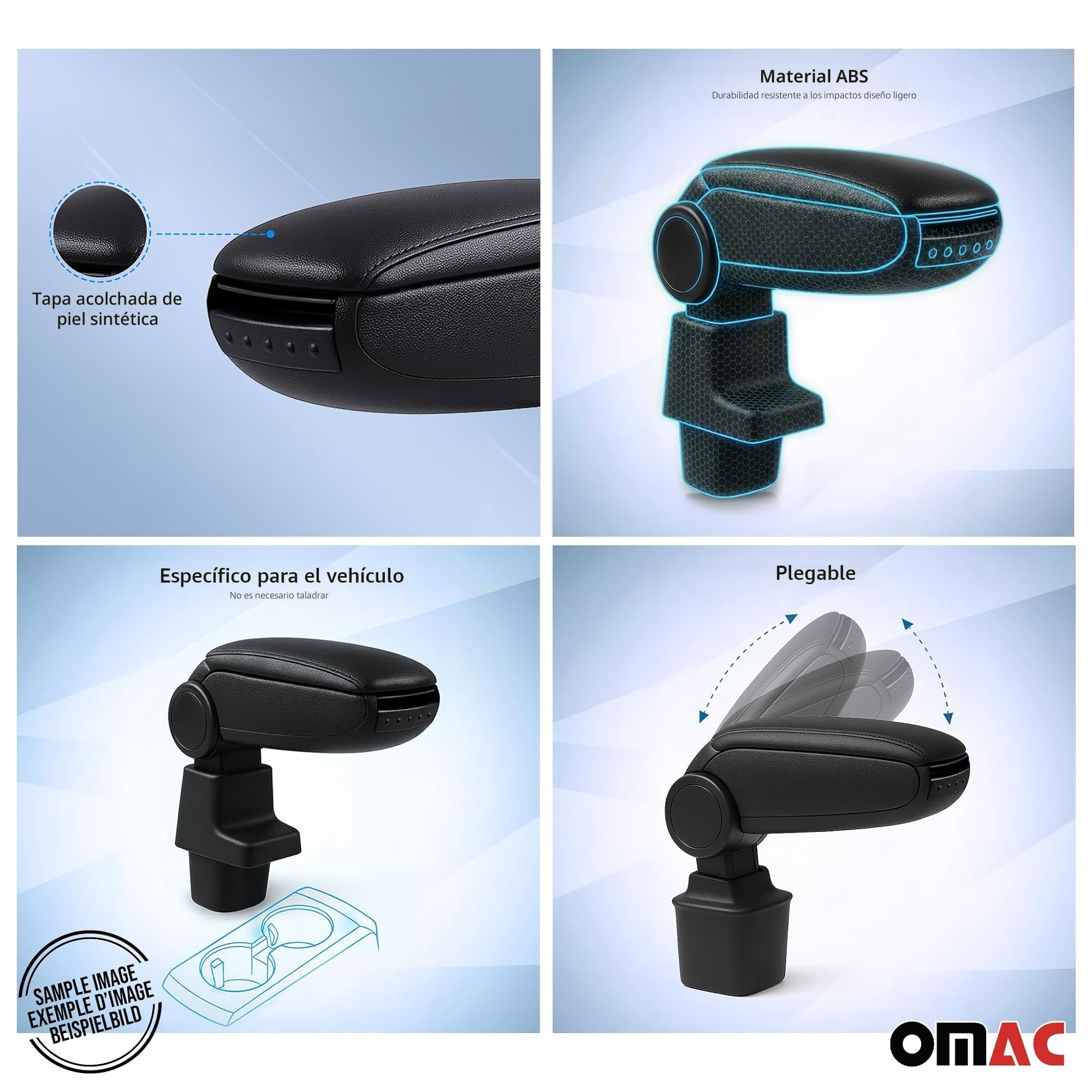 OMAC Armlehne para Renault Clio 2019-2025 - Snap-On - ABS + Kunstleder - Keine Bohrung o Installation - Einfache Montage Black