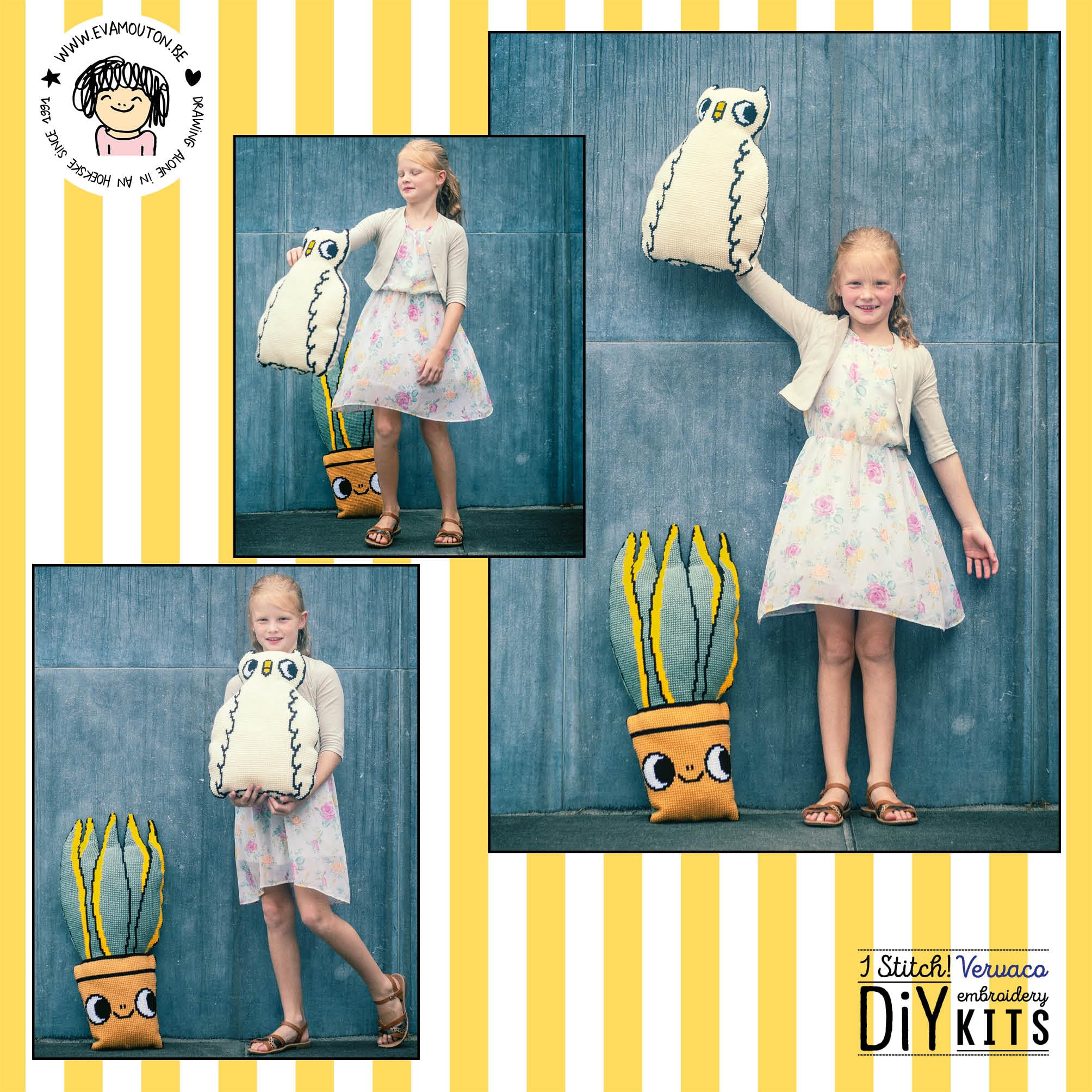 VERVACOZestaw do Haftu Krzyżykowego Poduszka z TyłemSOWA Kanwa z Nadrukiem 36 x 51 cm Gruba Włóczka Akrylowa Zrób to Sam Dekoracja Domu DIY Cross Stitch Kit