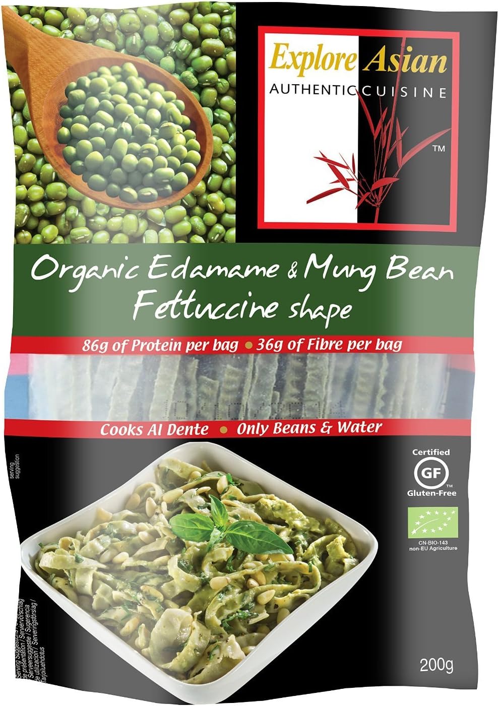Explore Asian Gluten Free & Organic Edamame & Mung Bean Fettuccine 200g - Pack of 2