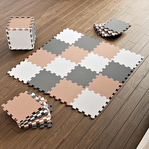 Alfombrillas de juego para bebés para el suelo, no tóxicas, rompecabezas de espuma, rompecabezas de 25 piezas, azulejos de espuma entrelazados,