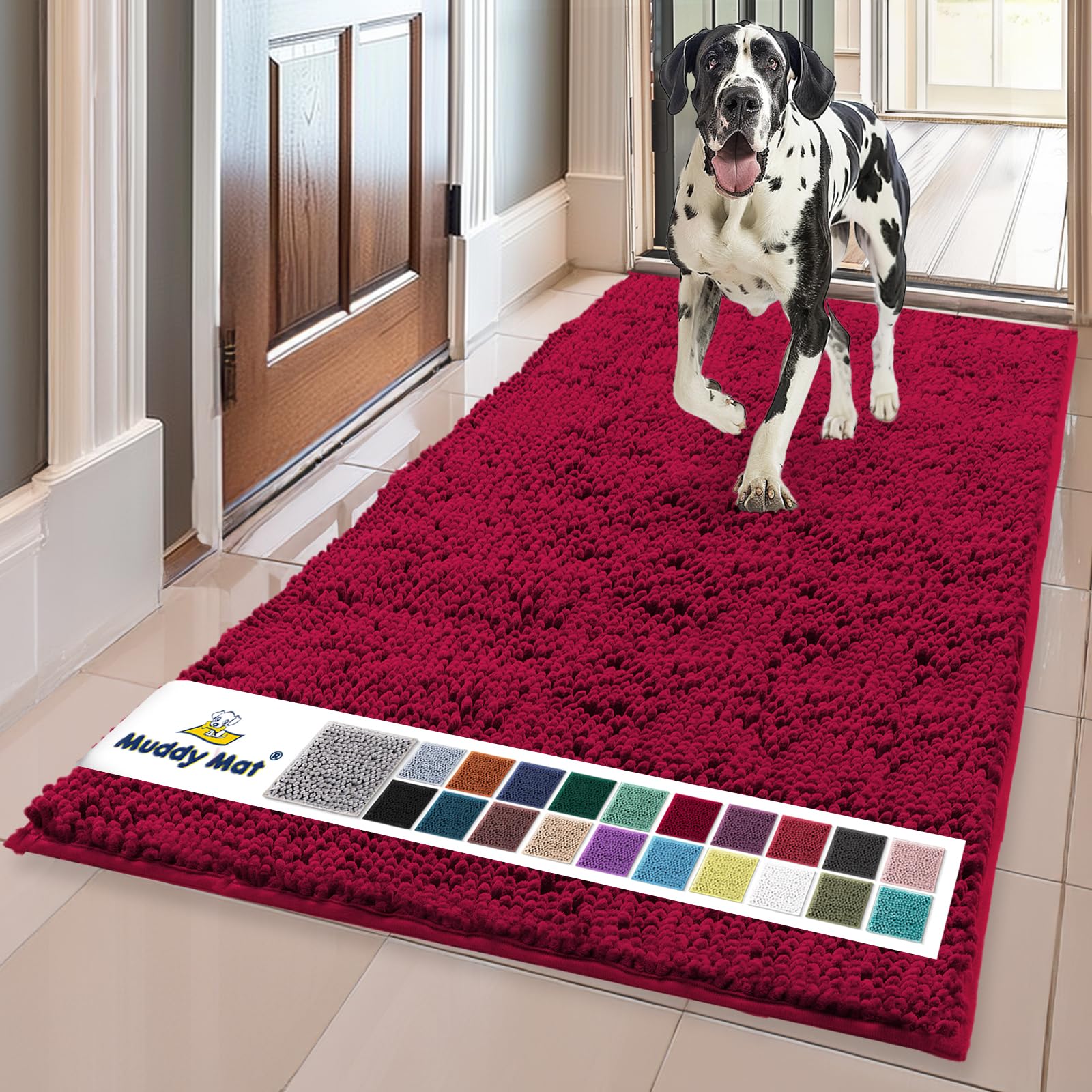 Muddy Mat® | Super Absorbent Door Mat Indoor, Microfiber Quick Dry Chenille Entryway Rug, Non-Slip Front Door Mat, Indoor Mats for Entryway, Machine