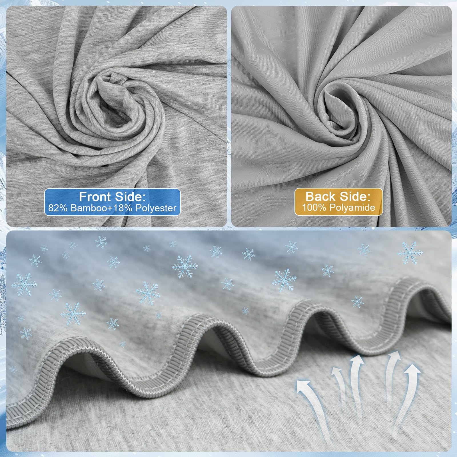 Kühldecke Sommerdecke 2 in1 doppelseitige Selbstkühlende Decke Q-Max>0,5 Dünne kühlende Bettwäsche Kältedecke für Menschen Bett Cooling Blanket 200 x 220 cm