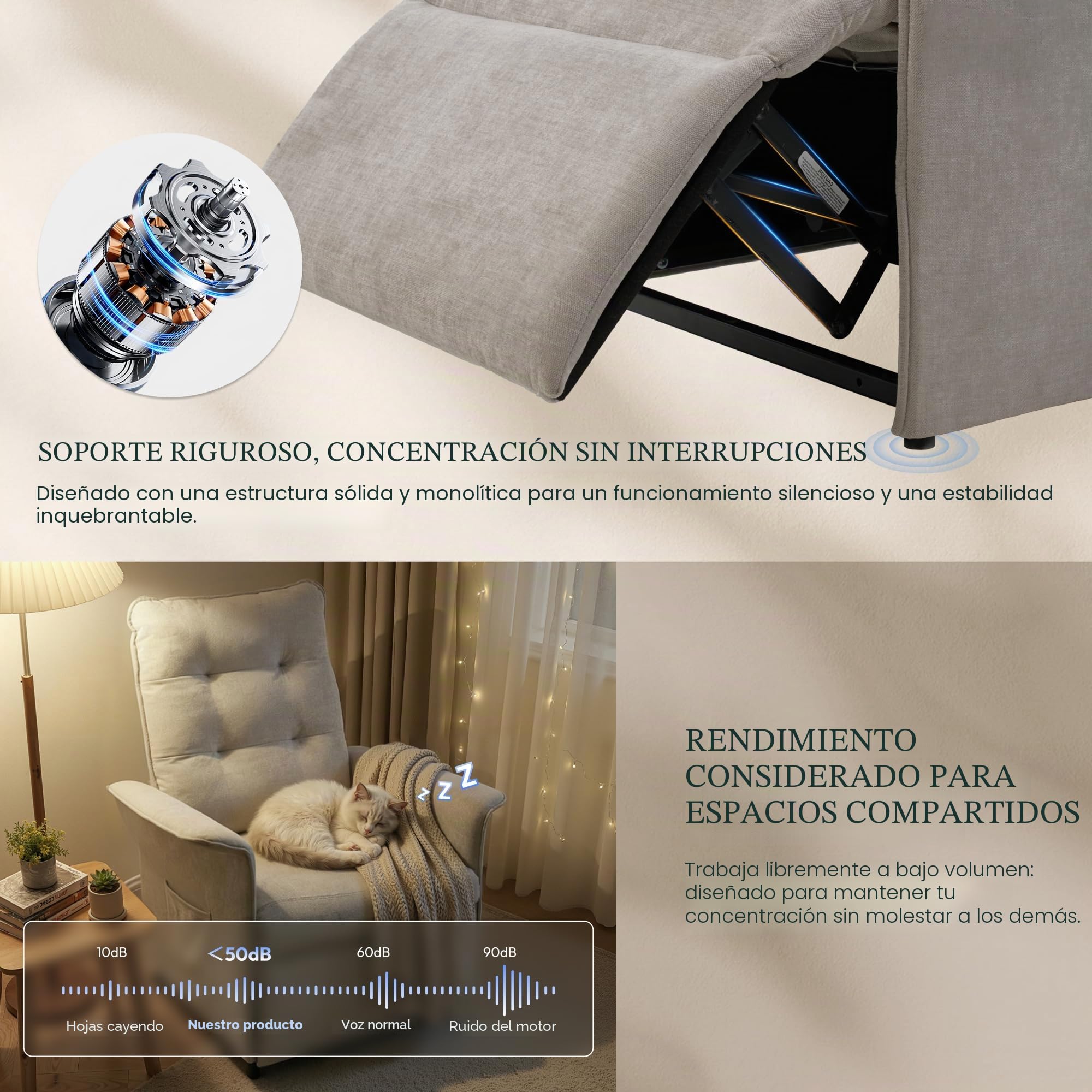 FLEXISPOT Sillón de Relax Eléctrico con Respaldo Ajustable, Reclinable de 105° a 155°, Sillon Reclinable, Sofá Relax Ergonómico Sillón para Dormitorio, Salón y Cine en casa (Gris)