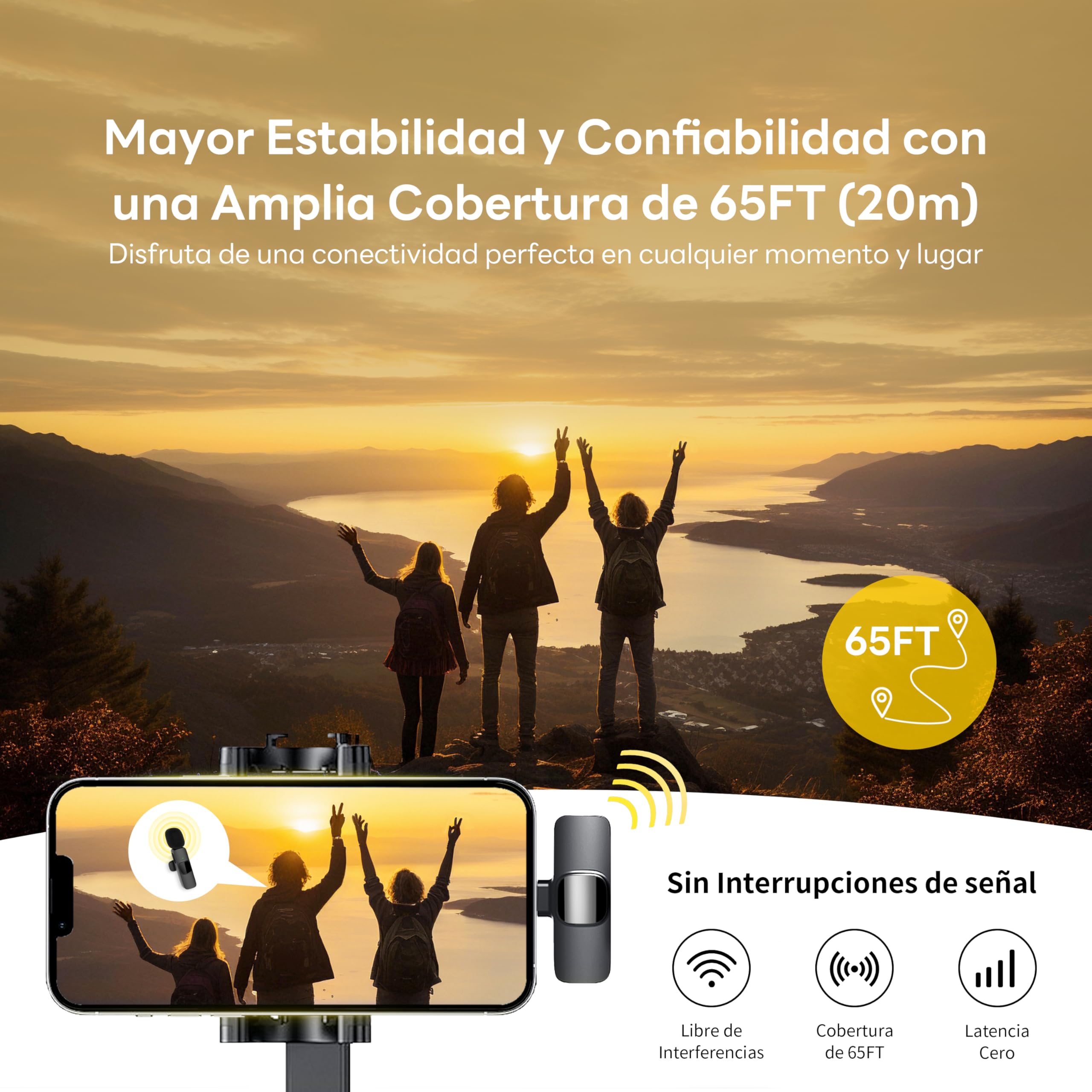 Micrófono inalámbrico para iPhone, iPad, Android, micrófono de Solapa para grabación de vídeo - 2 Pack iPhone Mic Crystal Clear Recording con USB-C para micrófono Podcast, ASMR, TikTok.