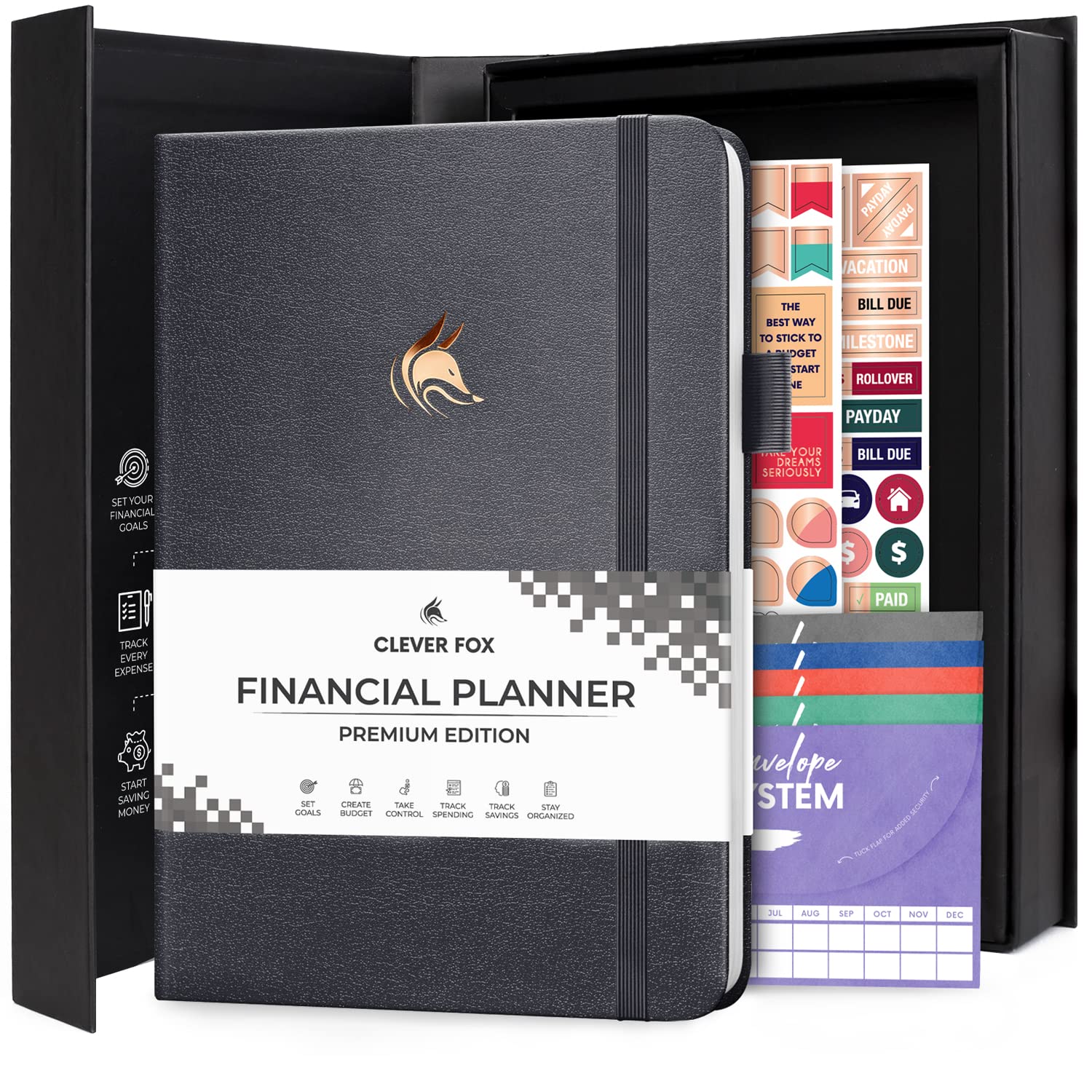 Clever Fox Budget Planner Premium – Expense Tracker Notebook, Budget Planner Organizer – Budget Book & Money Journal, A5 Hardcover (Mystic Grey)