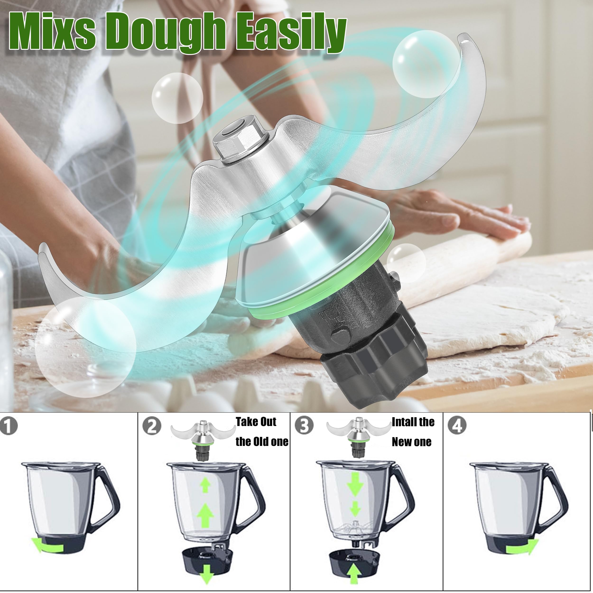 Lama Impastatrice Sostitutiva Per Thermomix TM5 TM6, Acciaio Inox, Per Impastare E Tritare, Compatibile Con Patix