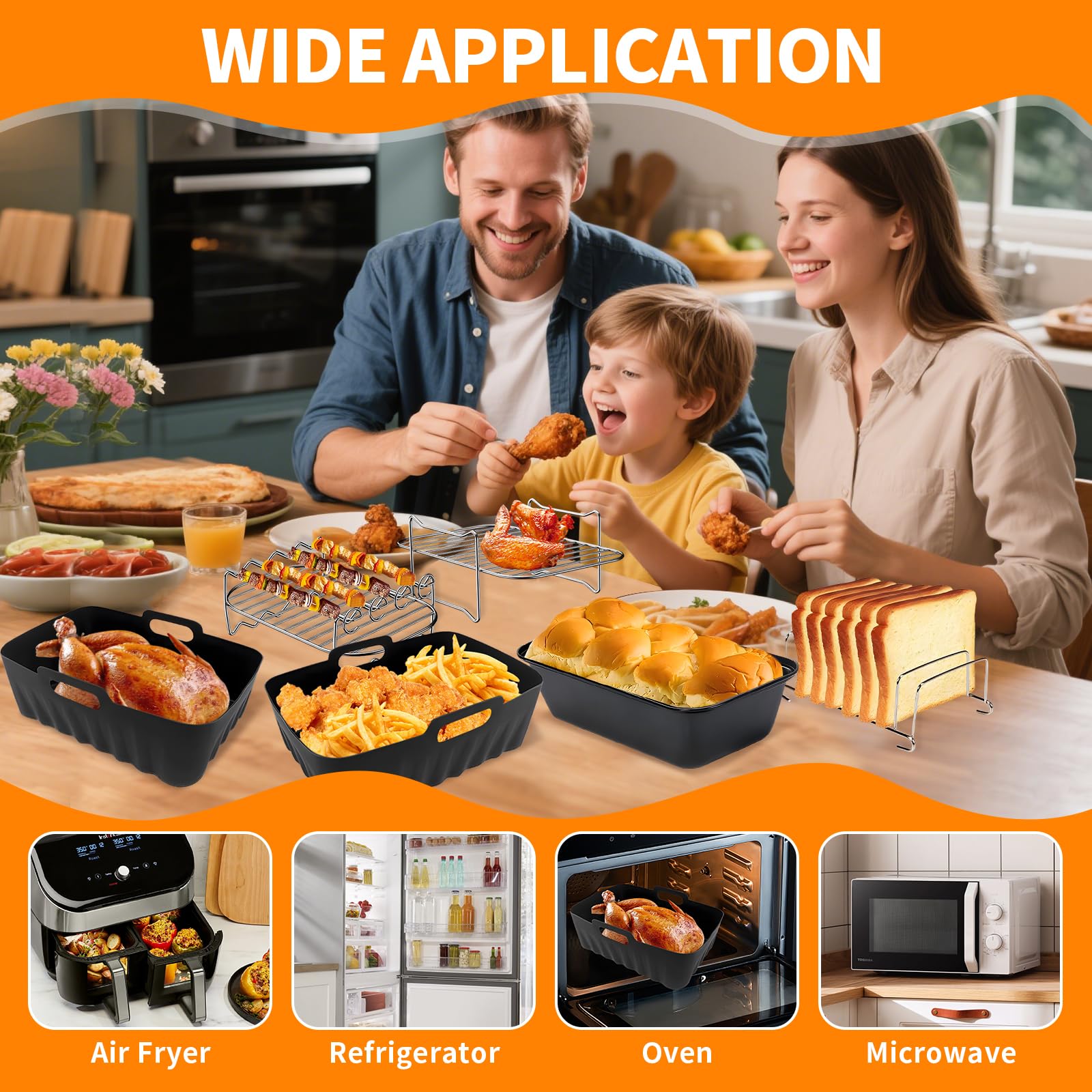 akcesoria do frytkownicy na gorące powietrze, akcesoria Airfryer do frytkownicy na gorące powietrze Foodi Max, Dual Zone, AF300EU AF400EU 7,6L-9,5L, silikonowa forma do frytkownicy na