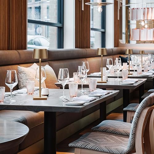 Miniatura 6 de Lámpara de mesa inalámbrica IP54, funciona con pilas, 6000 mAh, luz nocturna de metal de aluminio recargable, 3 colores y lámparas de atenuación