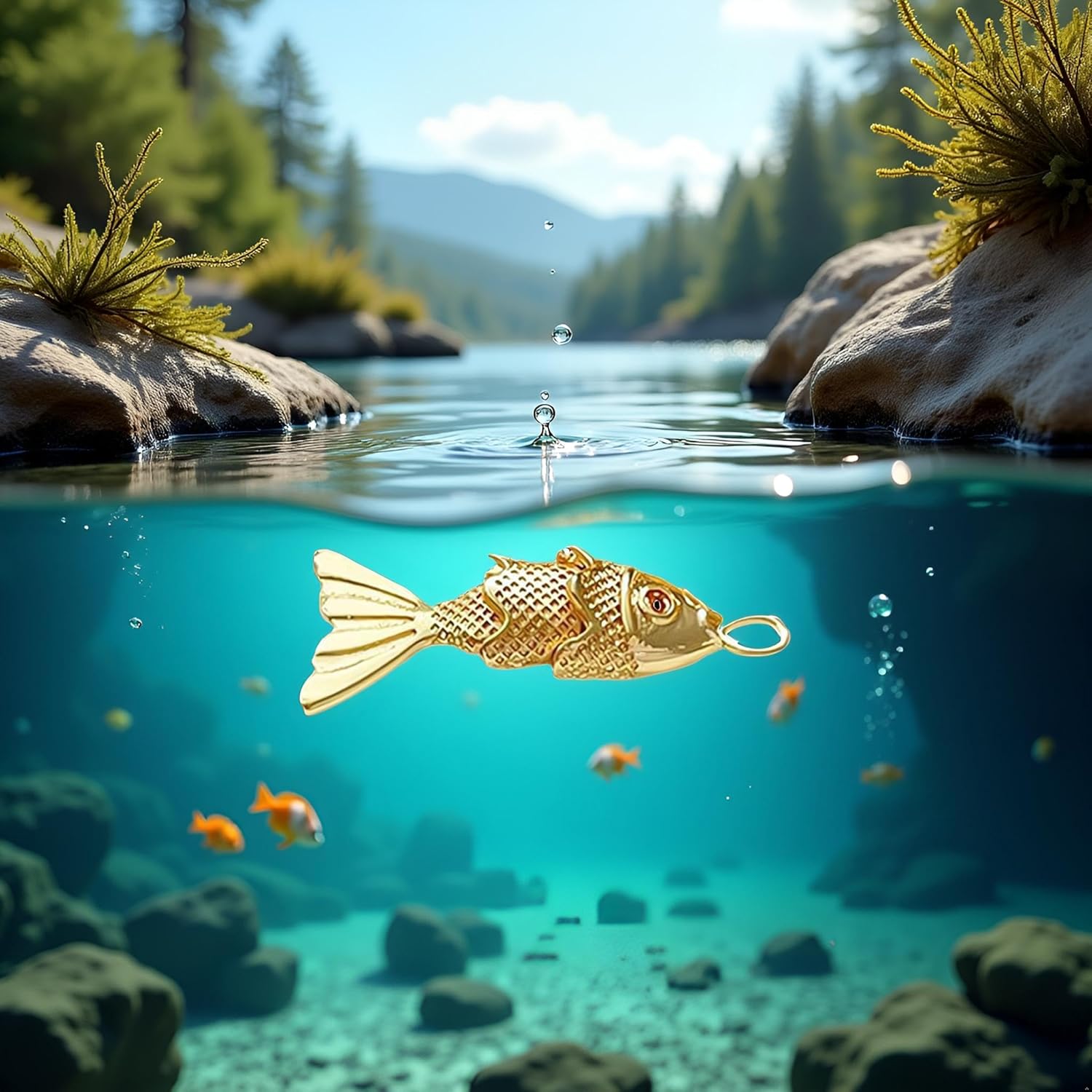 Gold Fish Charm Pendant,Sea Animal Golden Fish Shaped Gold Plated Pendants Pave Ocean Pendants for Men Women for DIY Bracelet Necklace Earrings Beading and Jewelry Making - Image 3