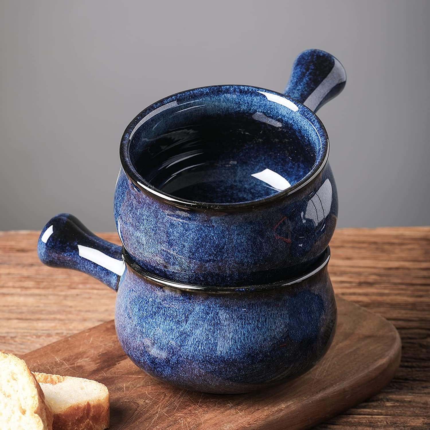 vicrays French Onion Soup Bowls With Handles, 26 Ounce for Soup, Chili, Beef Stew, Chip Resistant, Dishwasher Microwave Safe, Set of 4 (Blue) - Image 3