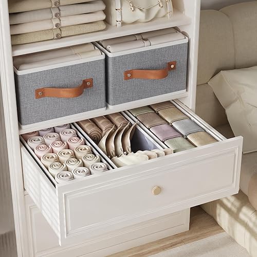 Miniatura 8 de OUTBROS Cajas de almacenamiento en forma de cubo, contenedores plegables para dormitorios, salas de estar, estantes, cestas con asas, organizador de