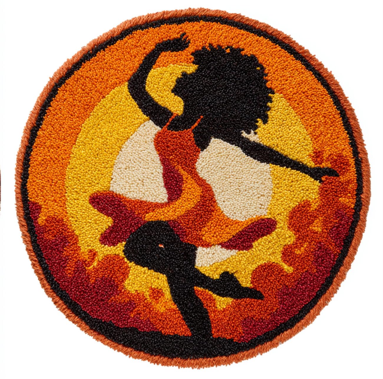 Kitquiver Latch Hook Kit Dancing Woman Latch Hook Kit for Beginners，Tapestry Carpet Latchs Set for Adults Self Knotting Set DIY Craft Kits 100x100cm