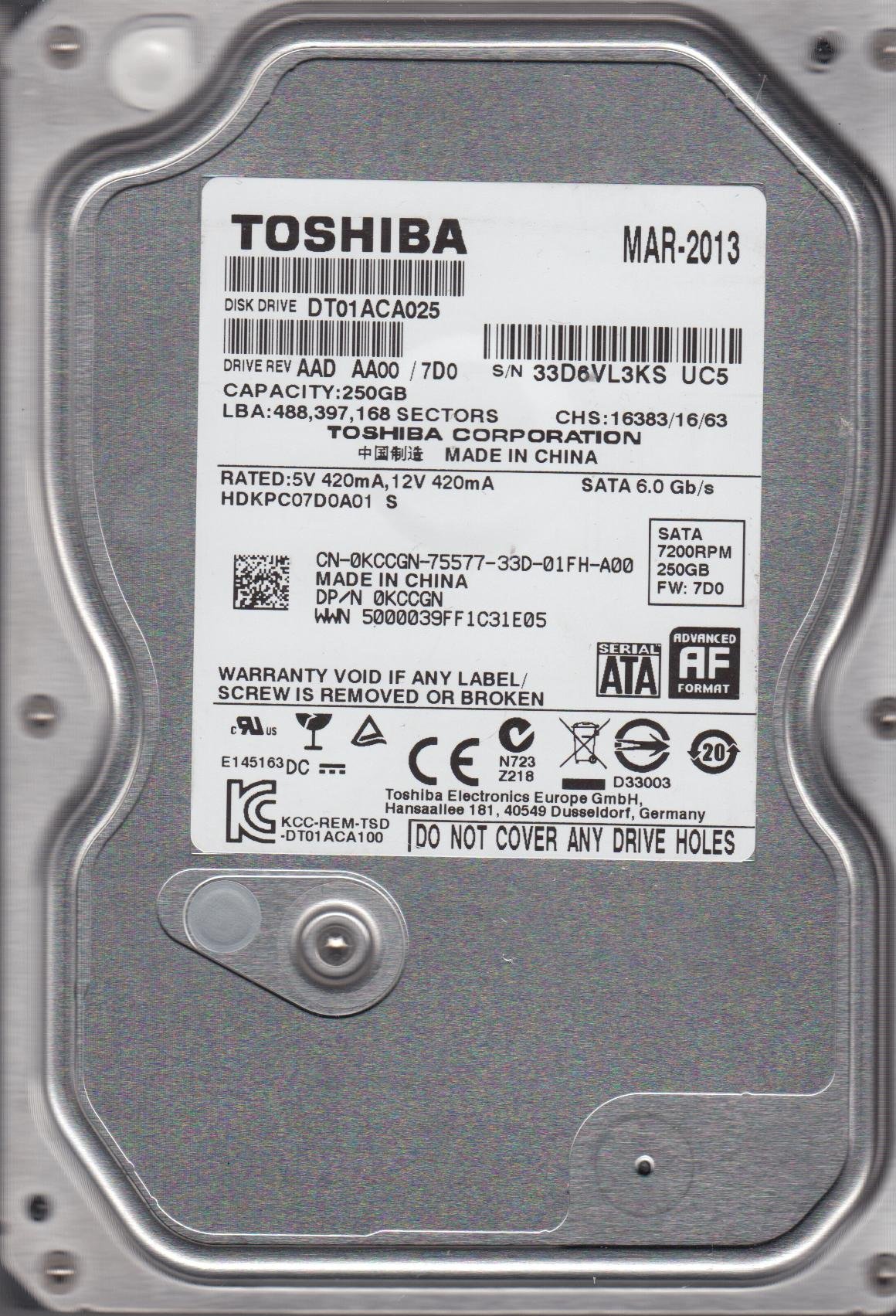 250GB SATA 3.5インチハードドライブ。 tsutae_hdd250