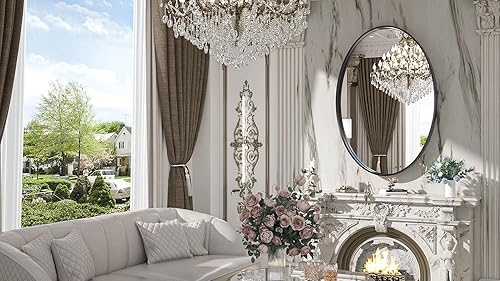 Miniatura 2 de TokeShimi Espejos ovalados negros para decoración de pared de 24 x 36 pulgadas con aleación de aluminio no oxidante con marco mate cepillado montado