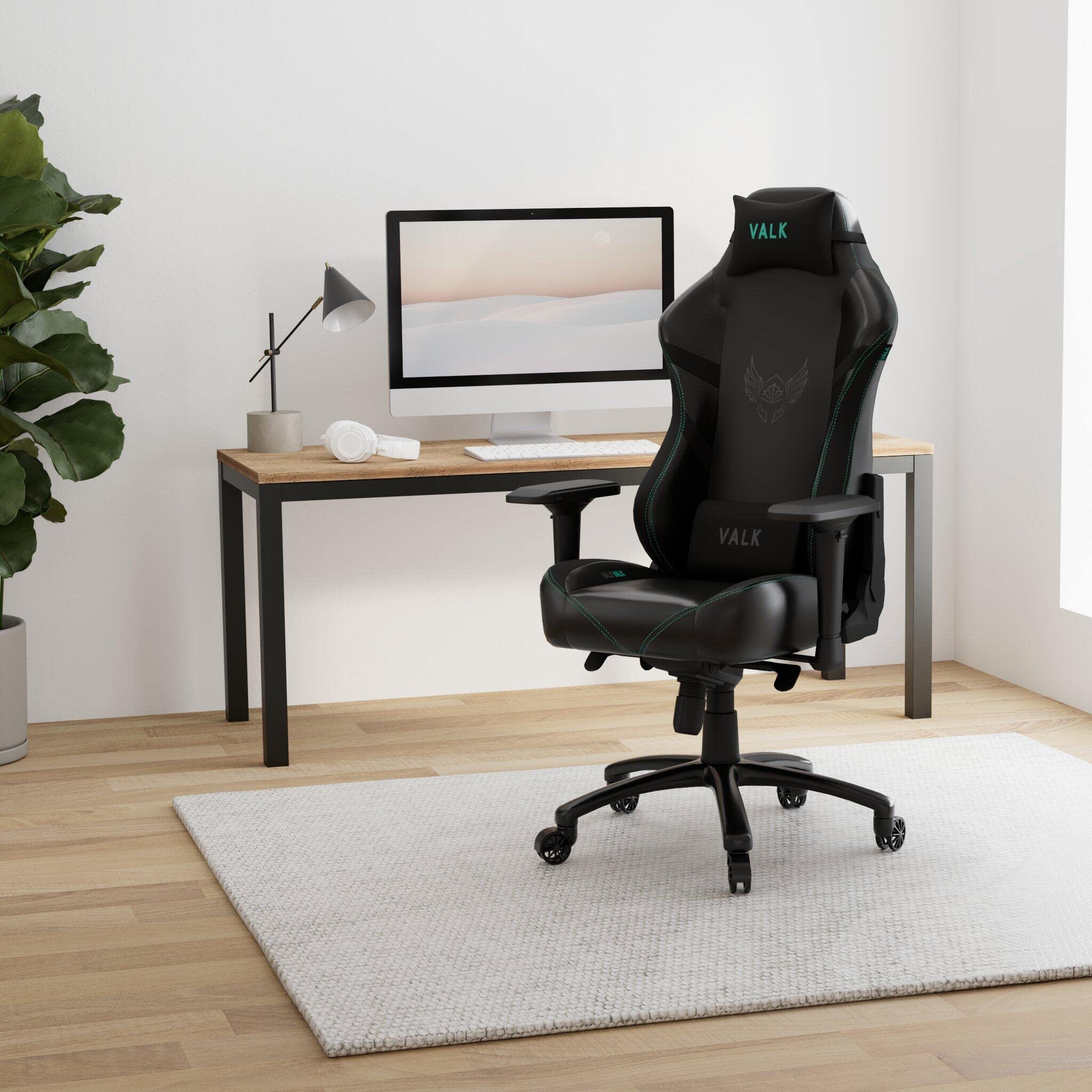 VALK Freya - Silla Gaming Ergonómica Profesional, Polipiel (Mecanismo basculante, Reposabrazos 4D, Cojines Memory Foam, Respaldo reclinable, Pistón Clase 4) Silla Gamer, Silla Oficina (Negra)