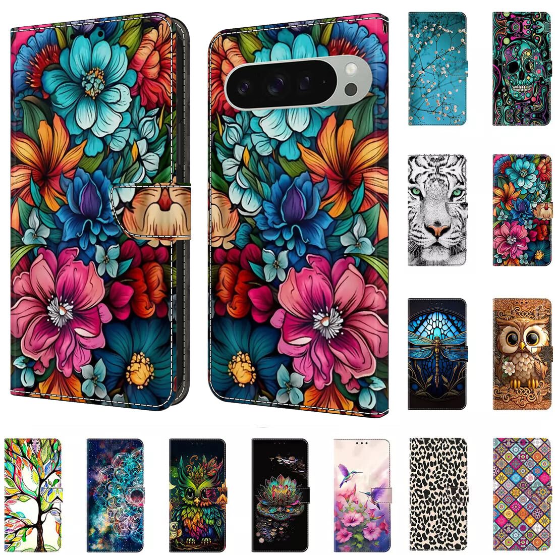 Etui kompatybilne z Google Pixel 7Pro (wzór: kwiat trąbki) wzór nadruk skórzany portfel magnetyczne etui z klapką