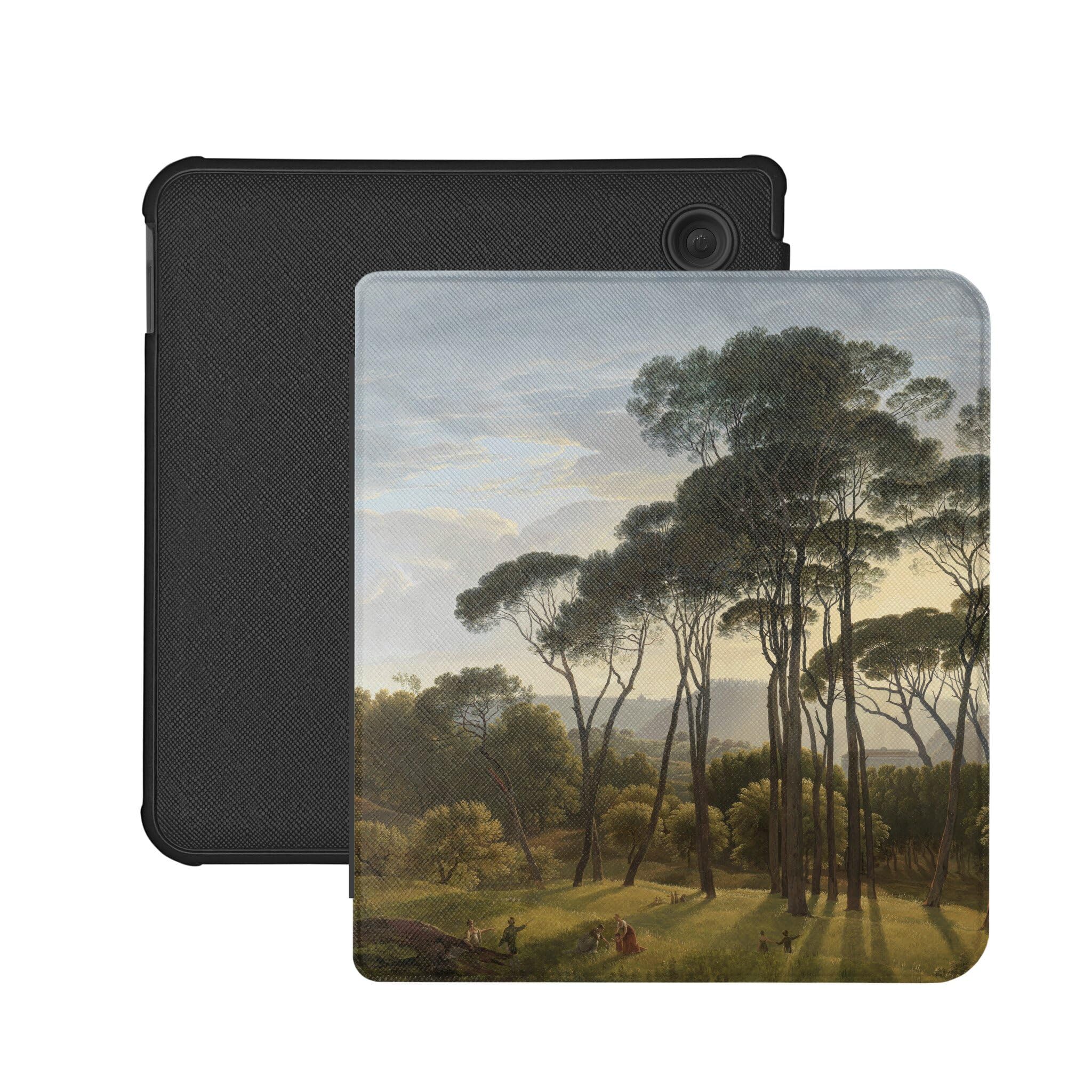 Lunso Compatible avec Kobo Libra Colour Case (7 pouces) - Housse Vegan Saffiano Cuir Sleep Cover - Paysage italien