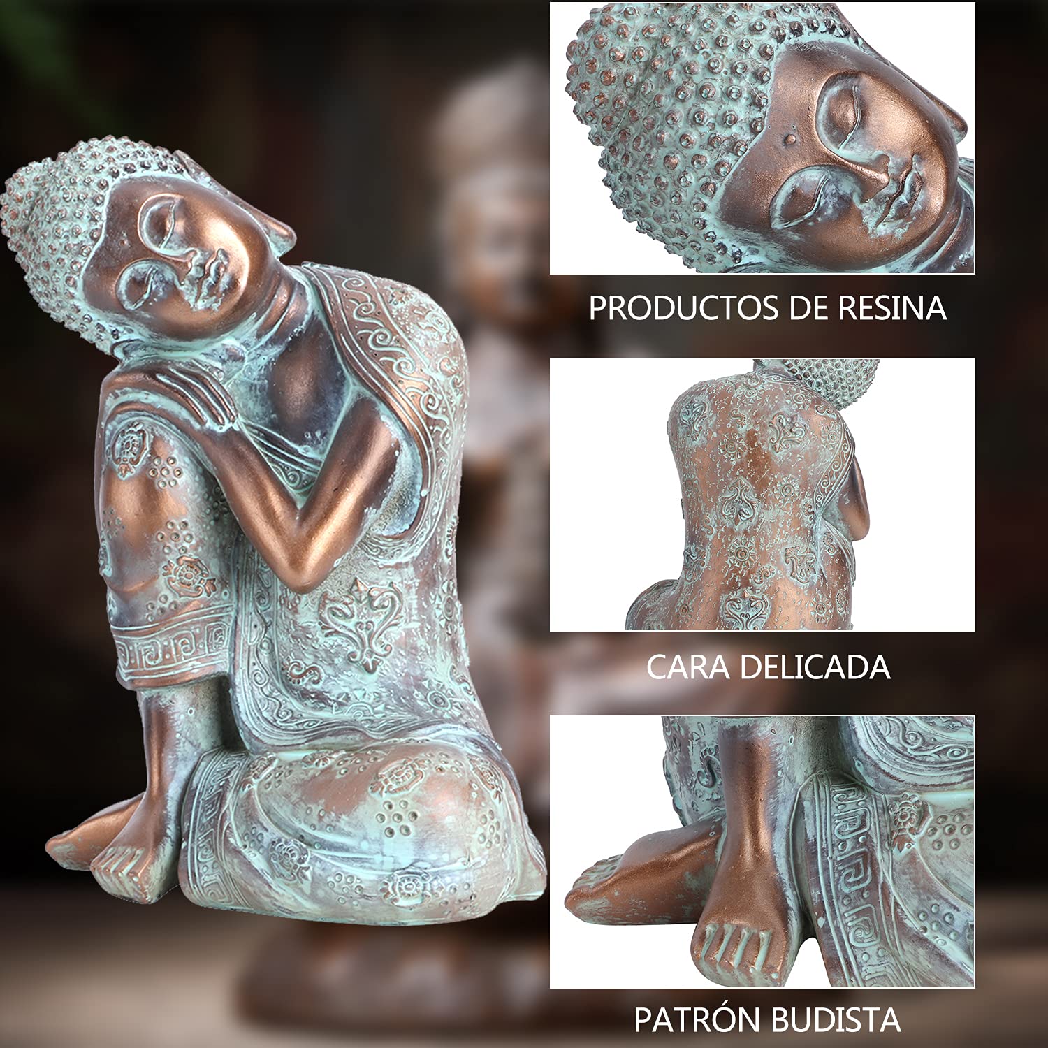 Estatua de Buda Estilo Sudeste Asiático - Escultura Pintada a Mano para Meditación, Yoga, Zen - Decoración Hindú y de Asia Oriental