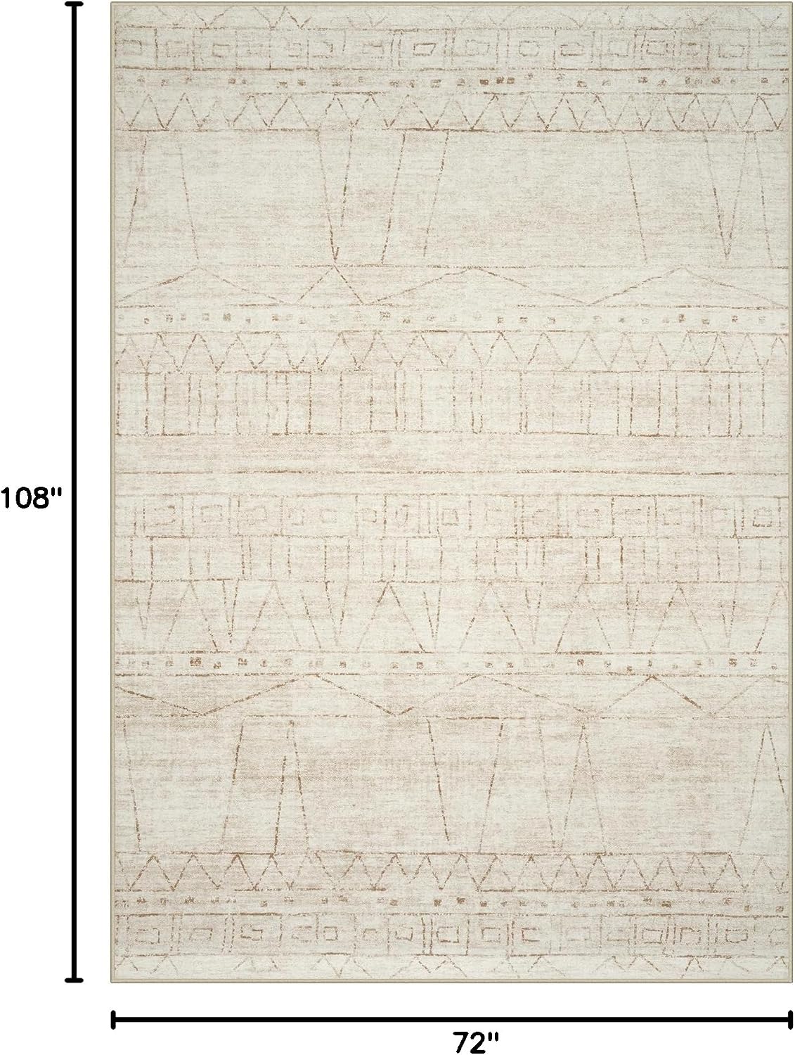 Area Rug Living Room Washable Rugs：6x9 Large Modern Abstract Non-Slip Indoor Thin Low Pile Carpet for Bedroom Dining Office Farmhouse Decor Beige image 2