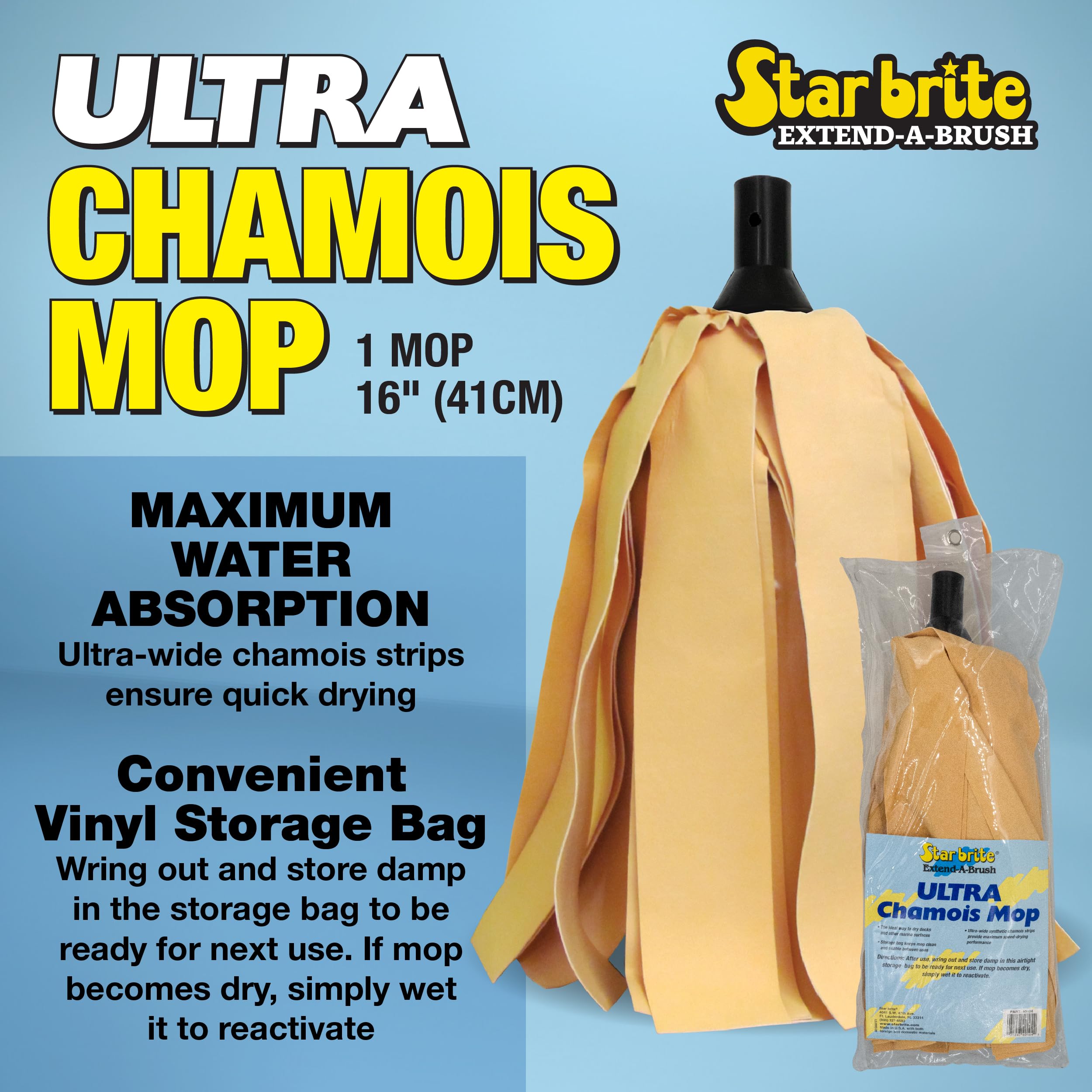 Star Brite Ultra Chamois Serpillère – Compatible avec étoile Brite Extend-a-Brush Poignées