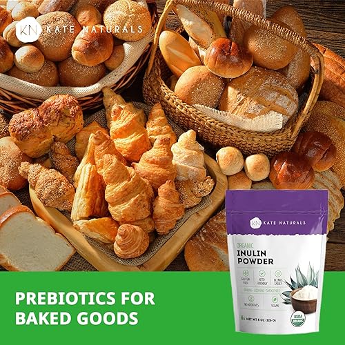 Miniatura 3 de Kate Naturals Polvo de inulina orgánico de Blue Agave (8oz) de fibra prebiótica soluble para café, yogur y batidos