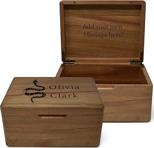 Miniatura 31 de Caja de madera grabada personalizada grande – Caja de recuerdo de madera de acacia con mensaje oculto personalizado, cajas de memoria de nogal para