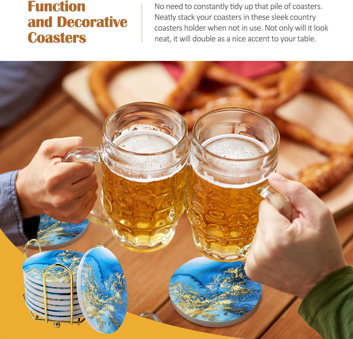 Amаzоn Crаzу 🔥 Dеаlѕ 8 Pcs Drink Coasters with Metal Holder Stand,Marble Pattern Stone Bar Coasters Set with Cork Base,Farmhouse Cup Ceremic Coaster for Housewarming Gifts, Wedding Registry, Home Decor (Blue Mountain) Bеѕt Dеаl Prоduсt 8 Pcs Drink Coasters with Metal Holder Stand,Marble Pattern Stone Bar Coasters Set with Cork Base,Farmhouse Cup Ceremic Coaster for Housewarming Gifts, Wedding Registry, Home Decor (Blue Mountain)