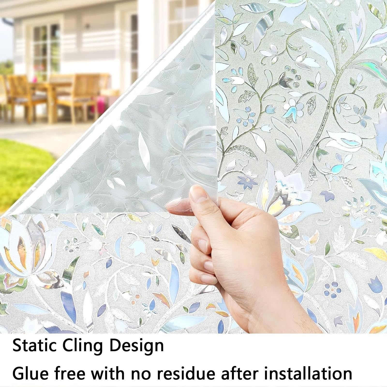 Pellicola Vetri Finestre Privacy Autoadesive Anti-UV Opaca Pellicole Privacy Finestra Senza Colla Riutilizzabile Per Ufficio Bagno Camera Da Letto Sala Di Riunione(C,80x250cm)
