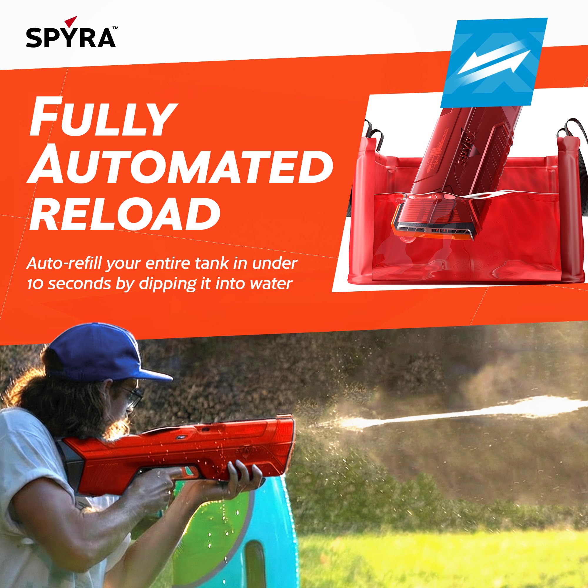 SpyraFour – Premium Wasserblaster für maximale Leistung, mehr Reichweite, mehr Tank, mehr Power, Adaptive Blast Modes (Rot)