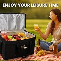 Vista 238 de Bodaon Paquete de 1 bolsas de compras reutilizables aisladas, bolsa enfriadora de picnic XL con cremallera superior para frío, bolsa aislada