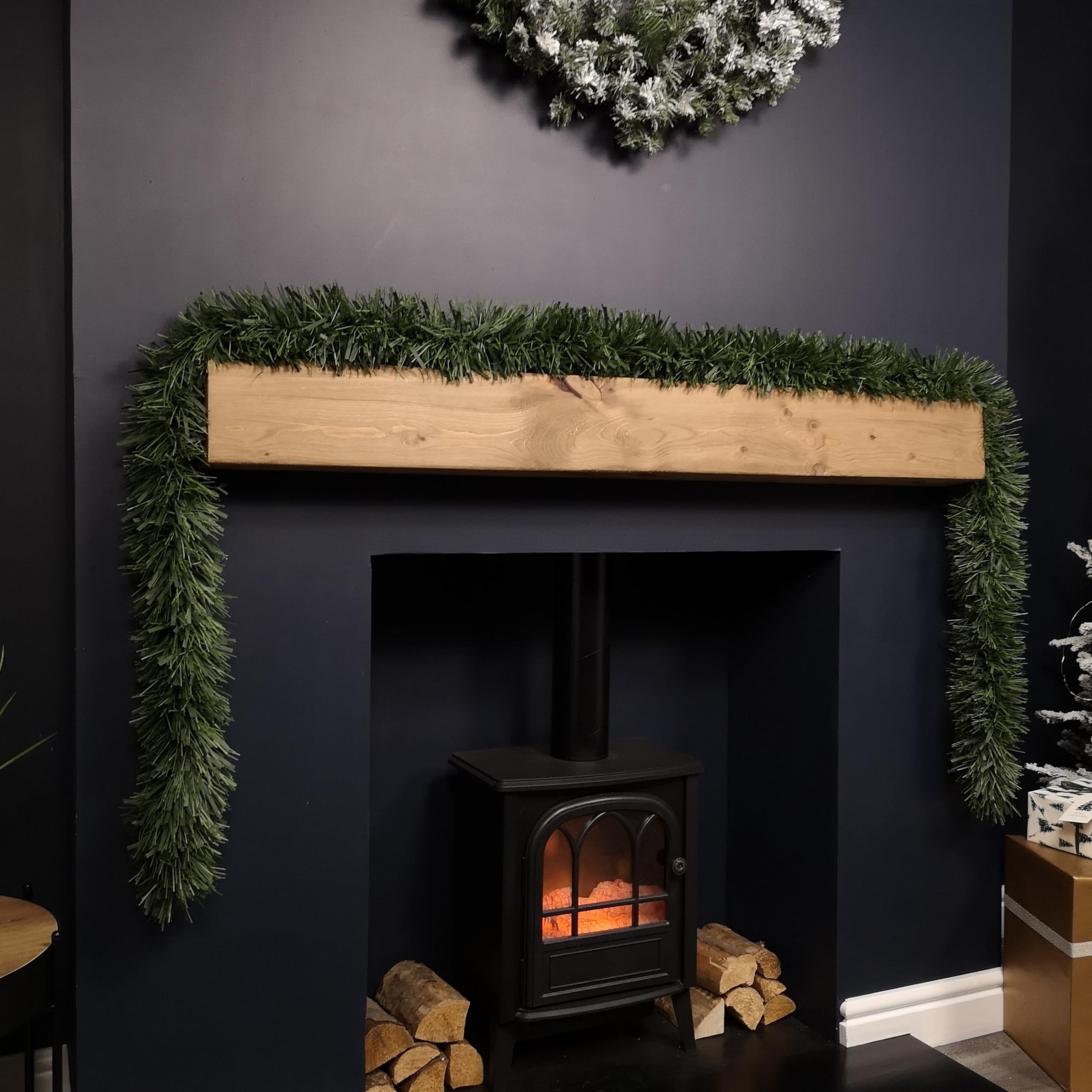 Samuel ALEXANDER 3m x 15cm Festive 6 Ply Chunky Green Pine Christmas Tinsel Garland Decoration