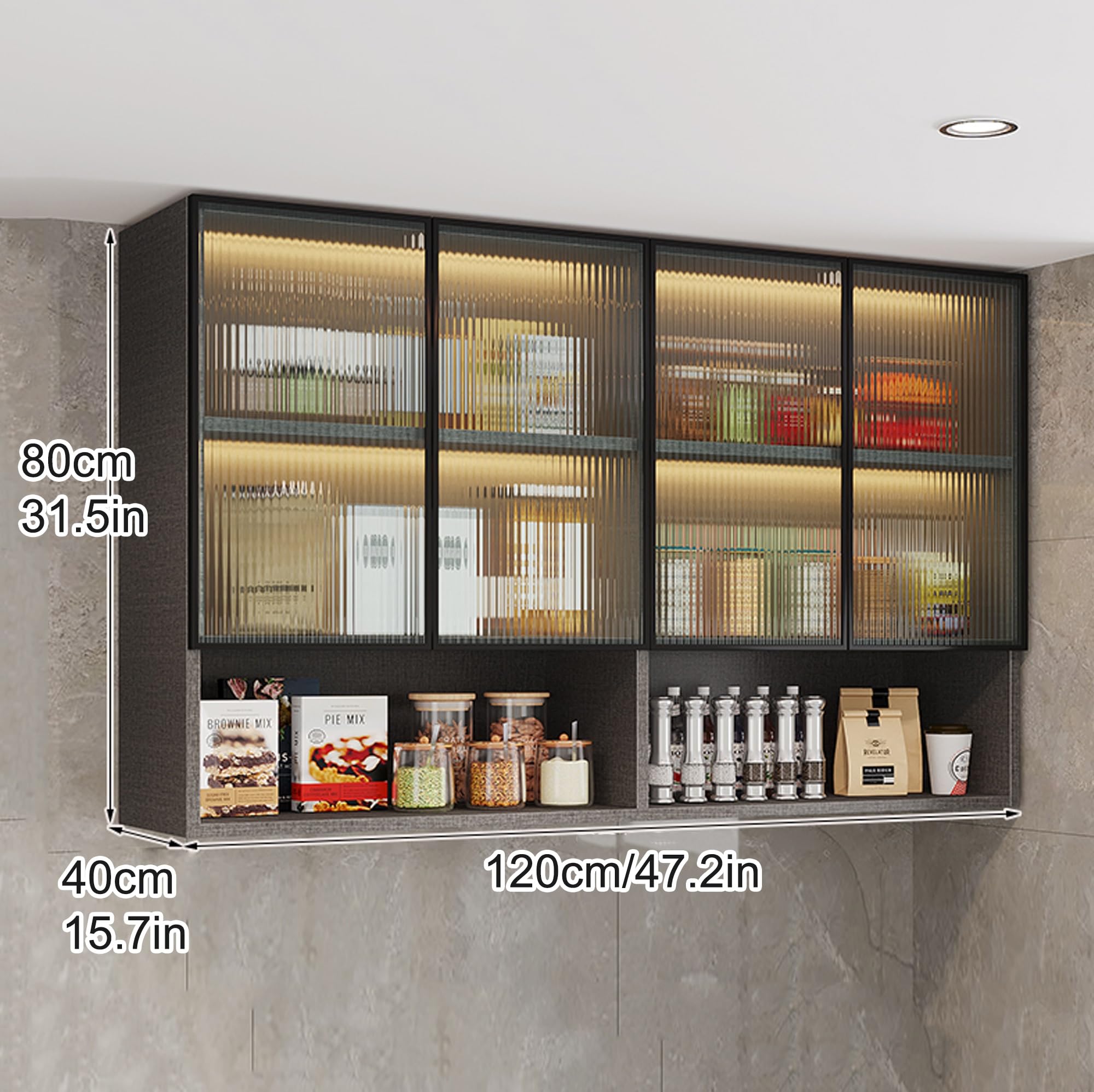 Armadietto da parete con luce LED e ante scorrevoli, salvaspazio, per bagno sopra il WC, per dormitori e cucine Colle