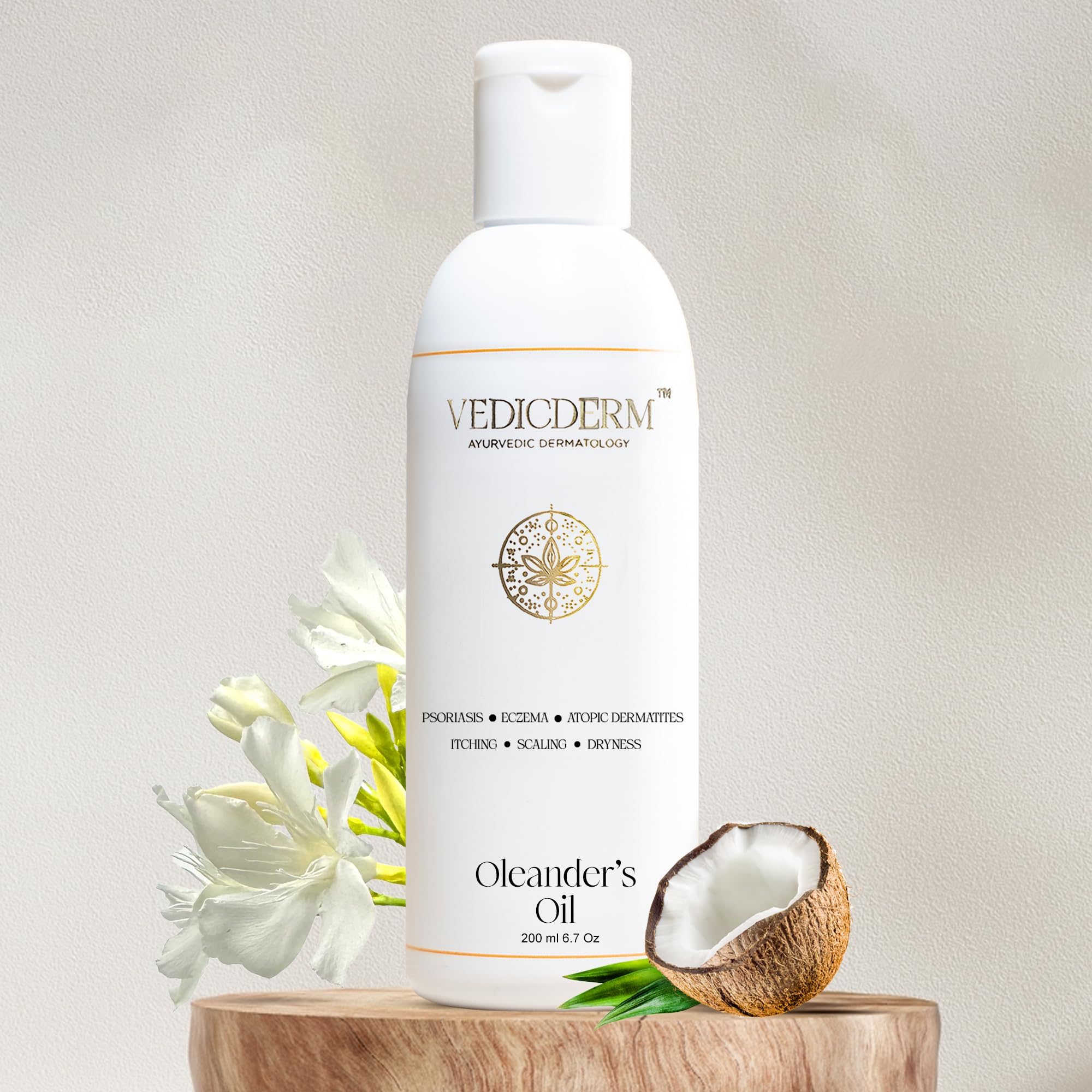- VEDICDERM Oleander Psoriasis Skin Care Oil Natural, Steroid-Free Formula for Dry, Itchy, and Flaky Skin Helps Soothe Irritation, Redness, & Promote Hydration, Suitable for Daily Use (200ml Pack of 1)